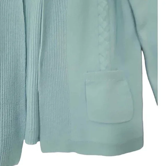 Talbots Cardigan Sweater Women Large Petite Blue Open Front Coastal - Picture 2 of 6